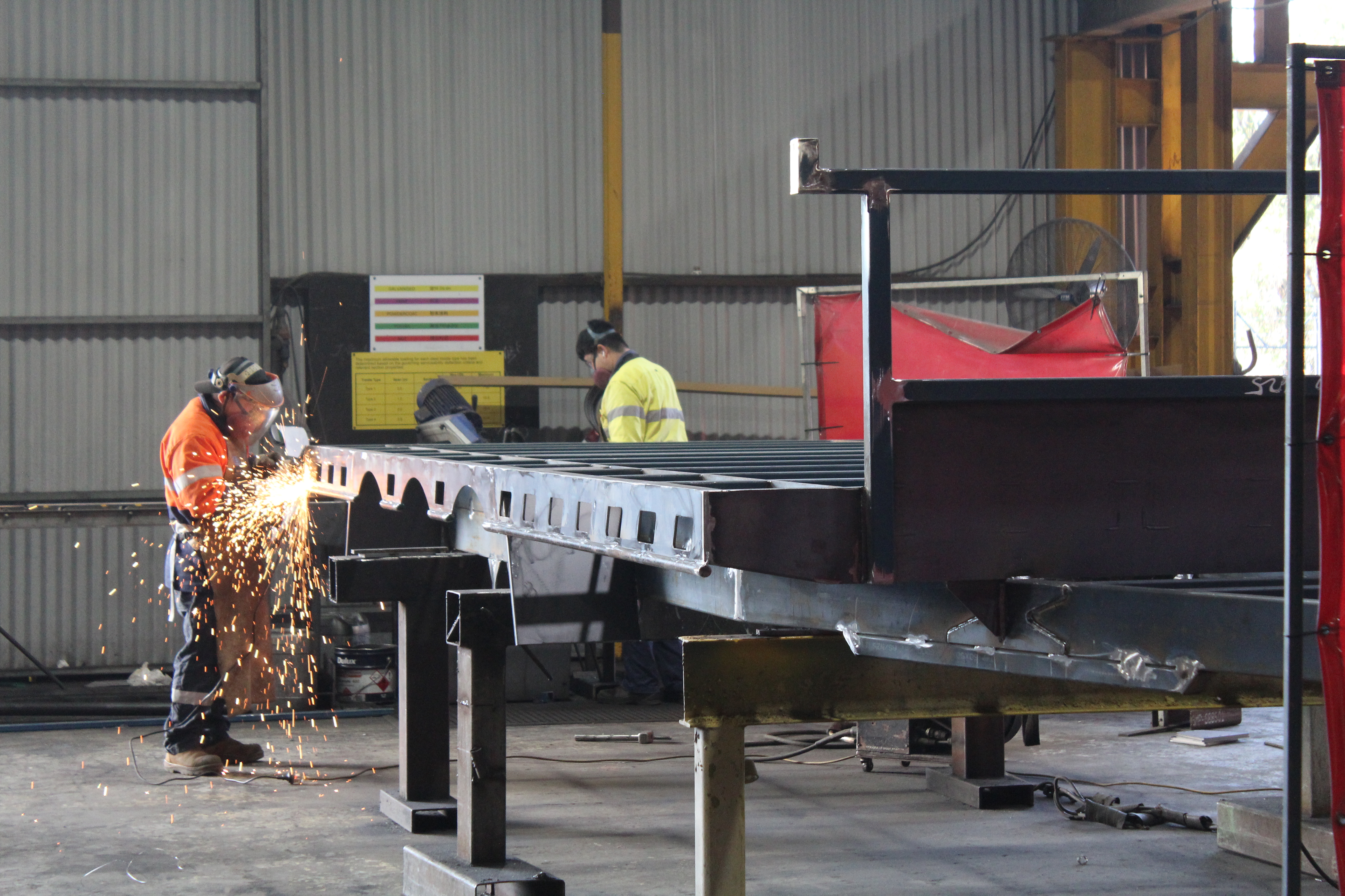 Custom trailer builds in progress at the RMF Equipment workshop